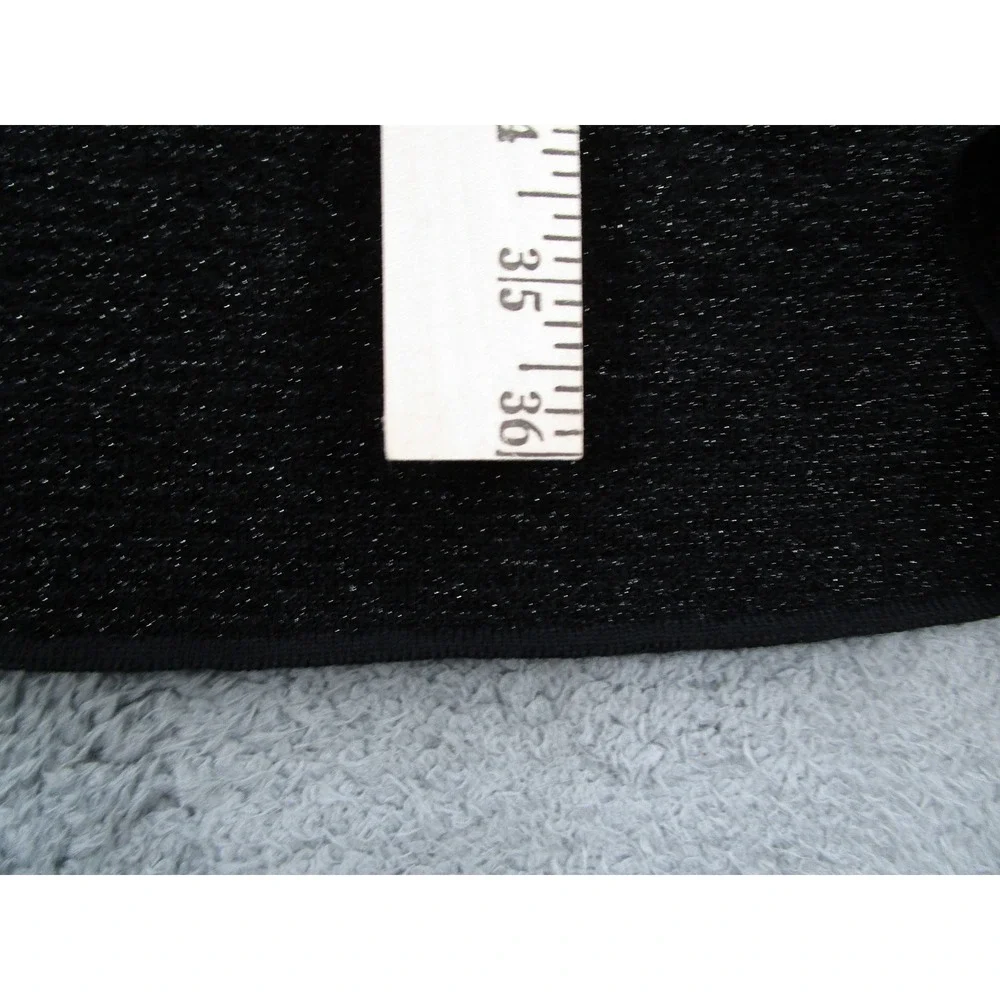 Tory Burch Black Metallic Knit Dress Ruffle Neck Long Sleeve Wool Blend XS 31060